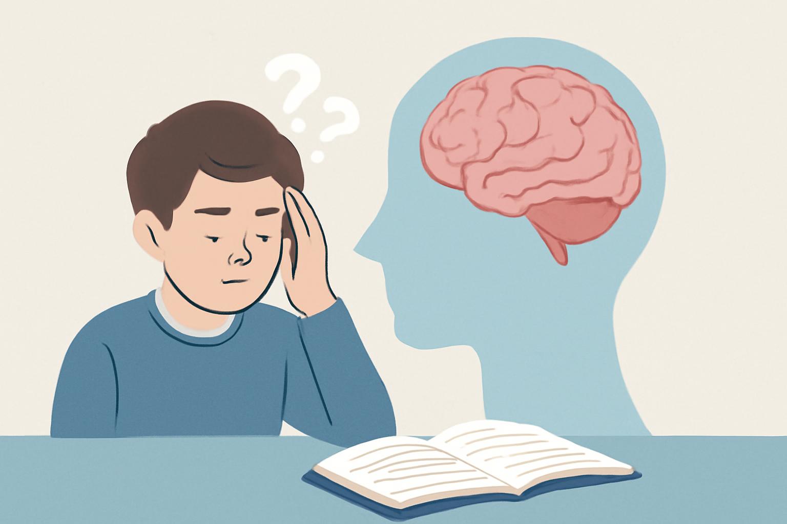 청소년기의 기억력 변화를 설명하는 교육용 인포그래픽 이미지