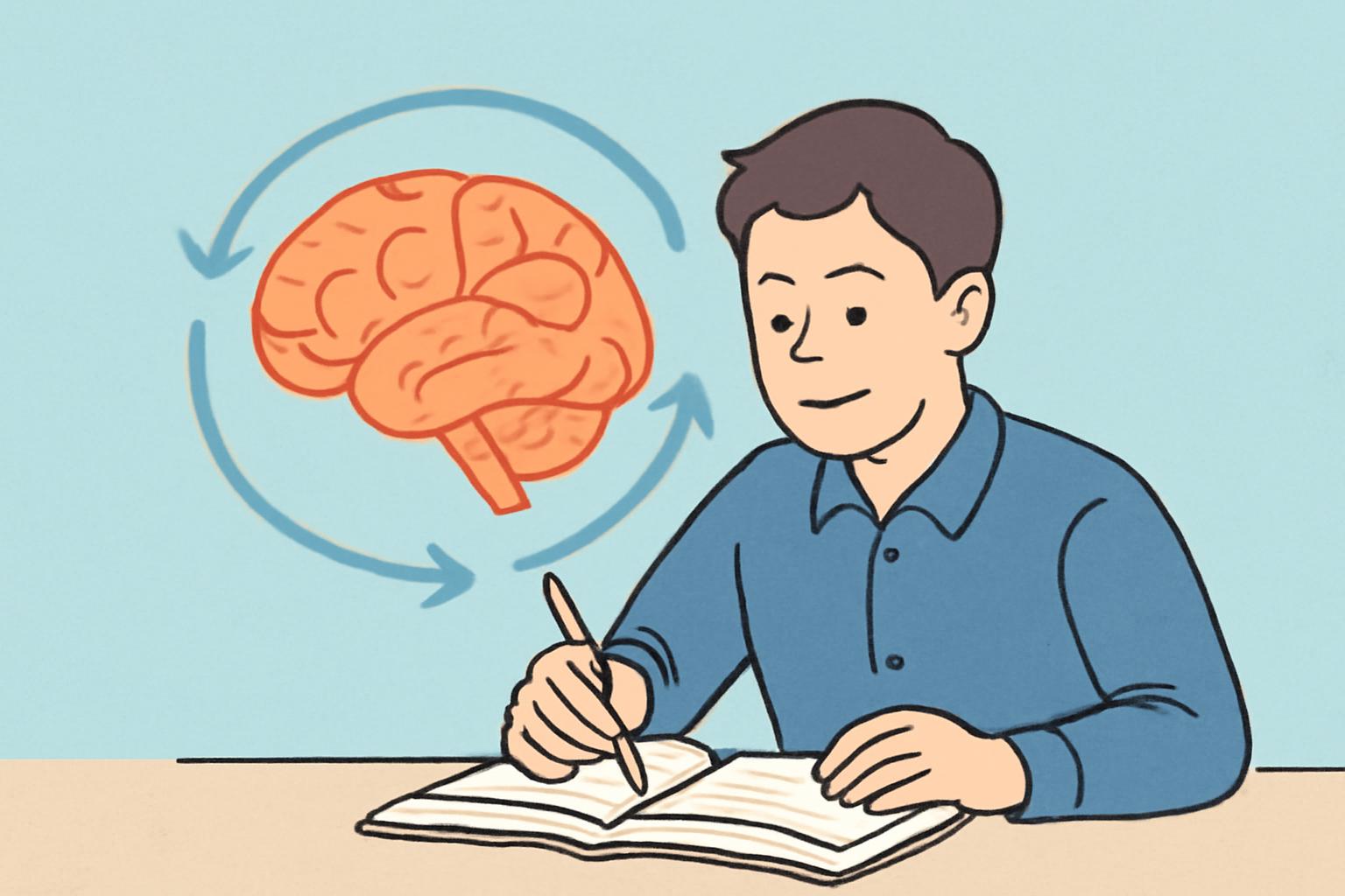 기억력 향상에 도움이 되는 반복 학습을 설명하는 학습 노트와 복습 일정이 보이는 이미지