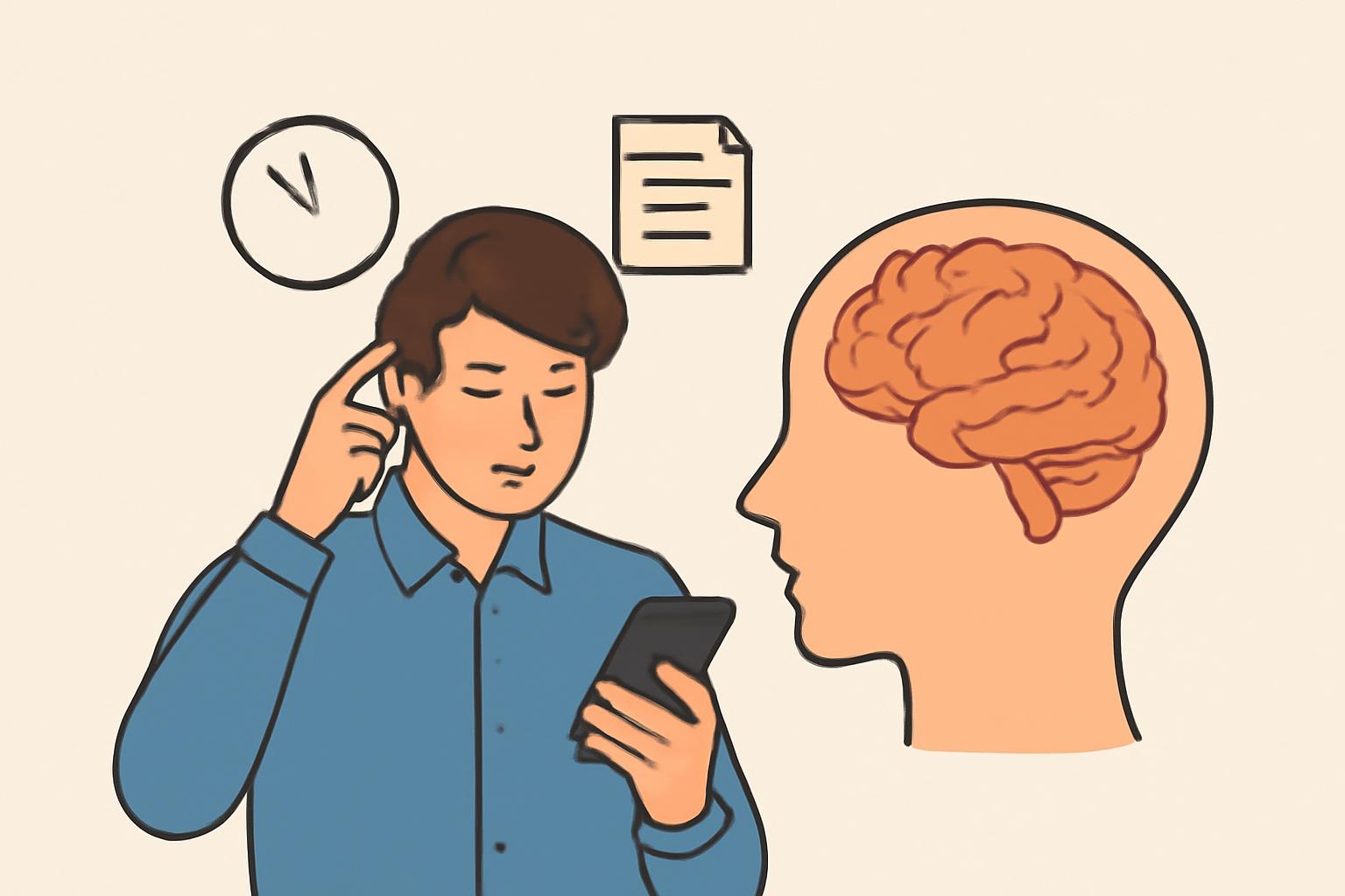 멀티태스킹이 기억력에 미치는 영향을 설명하는 대표이미지