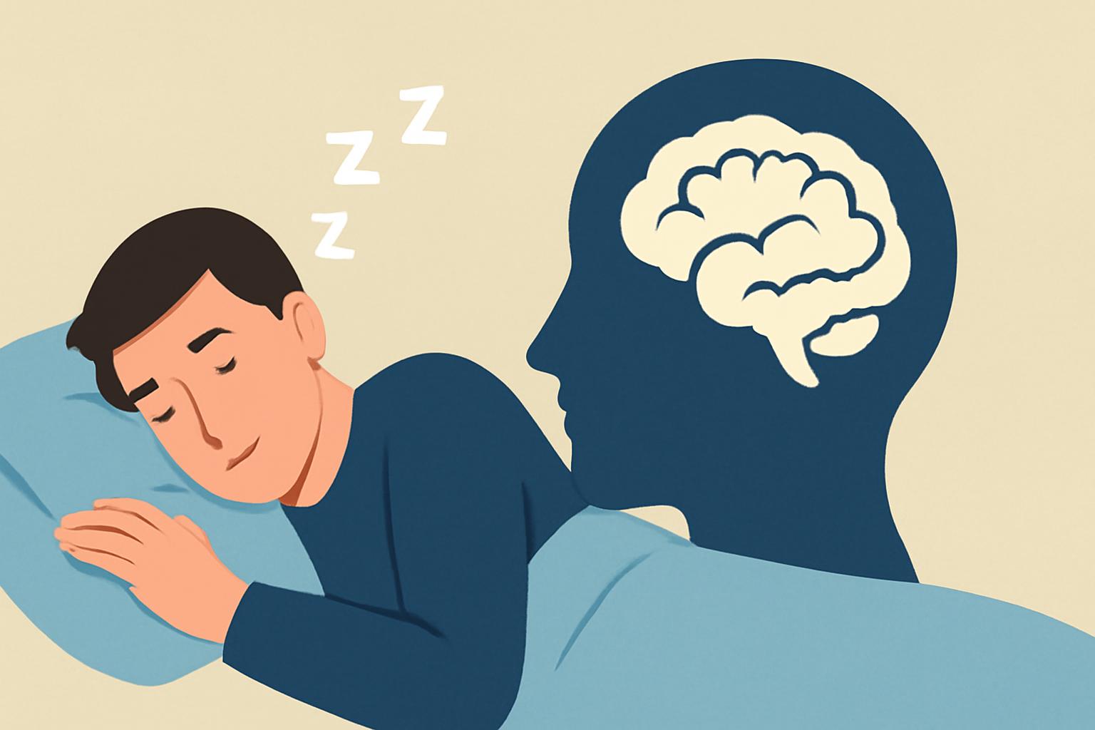 수면이 기억력 향상에 도움이 되는 과정을 설명하는 건강 정보 이미지입니다.