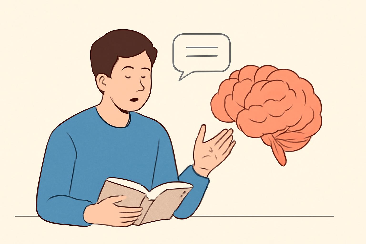 설명하며 공부를 하는 학생이 개념을 정리하며 오래 기억하는 모습을 보여주는 이미지